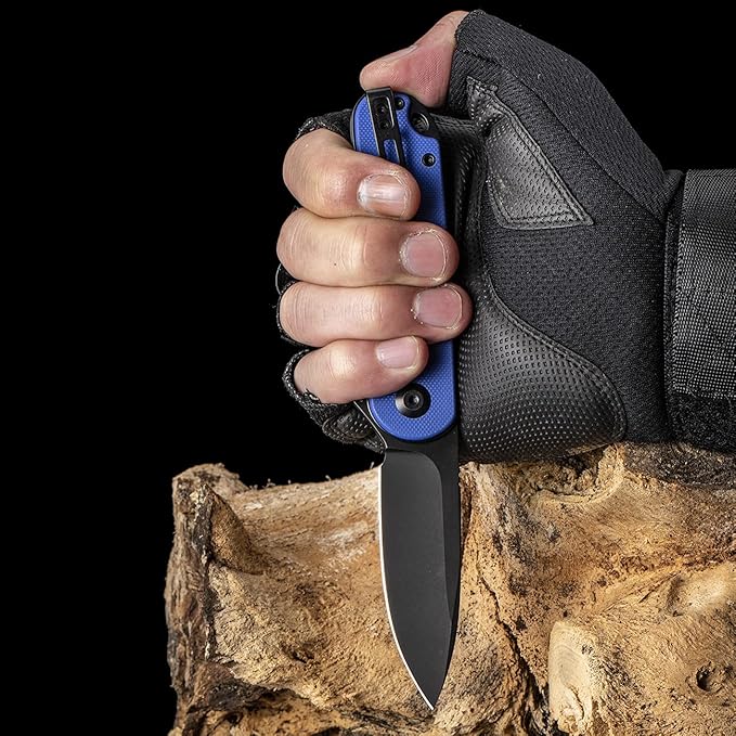 CIVIVI Folding Pocket Knife, 2.96" D2 Blade G10 Handle, Elementum Liner Lock Flipper Knife with Deep Carry Pocket Clip for EDC C907X (Blue)