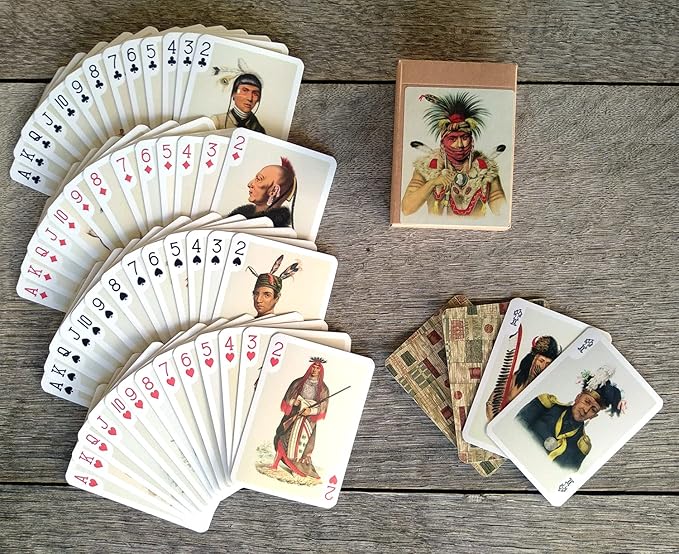 Indians Playing Cards (Poker Deck 54 Cards All Different) Vintage Retro Native American Portraits by Charles Bird King