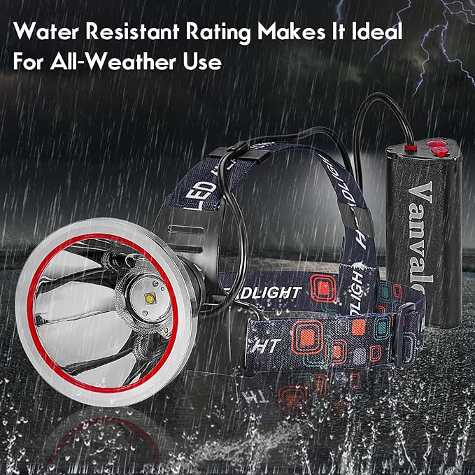 Super Bright Rechargeable LED Headlamp IPX4 Water Resistant Head Light with Charger,Ultra Bright Flashlight Hunting Lamp for Outdoor（Yellow Light）