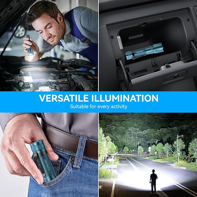 LETMY Rechargeable Flashlights High Lumens, 2 Pack 2000 Lumens Bright LED Tactical Flashlight, 3 Modes Samll Powerful Flash Lights with Clip, Waterproof Flashlights for Home Emergency Camping (Blue)