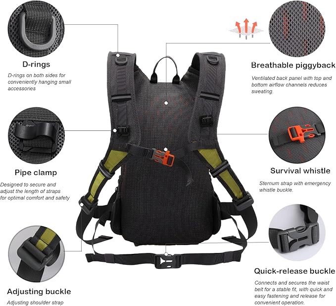 Small Hiking Backpack Lightweight Waterproof Daypack for Camping Cycling Fitness Outdoor Sports - Women Men Teens