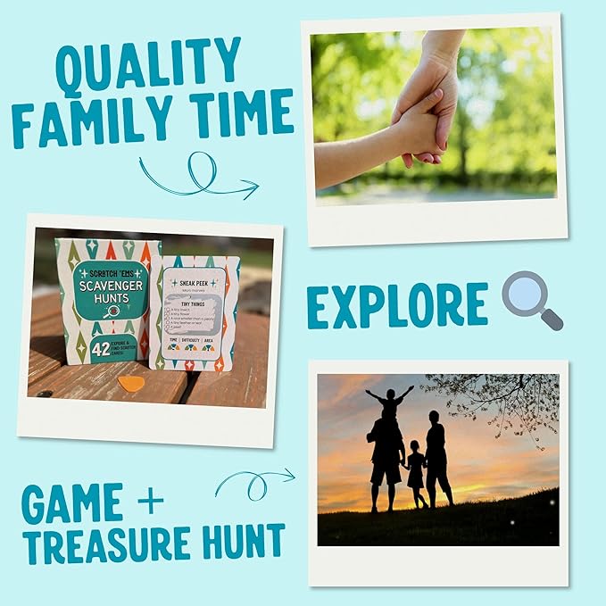 Scratch 'Ems Scavenger Hunts | 42 Scratch Off Adventure Cards - Outdoor Scavenger Hunt for Kids & Families | All Season, Reusable Scratch-Off Cards for Screen-Free Fun, Nature Activity & Camping