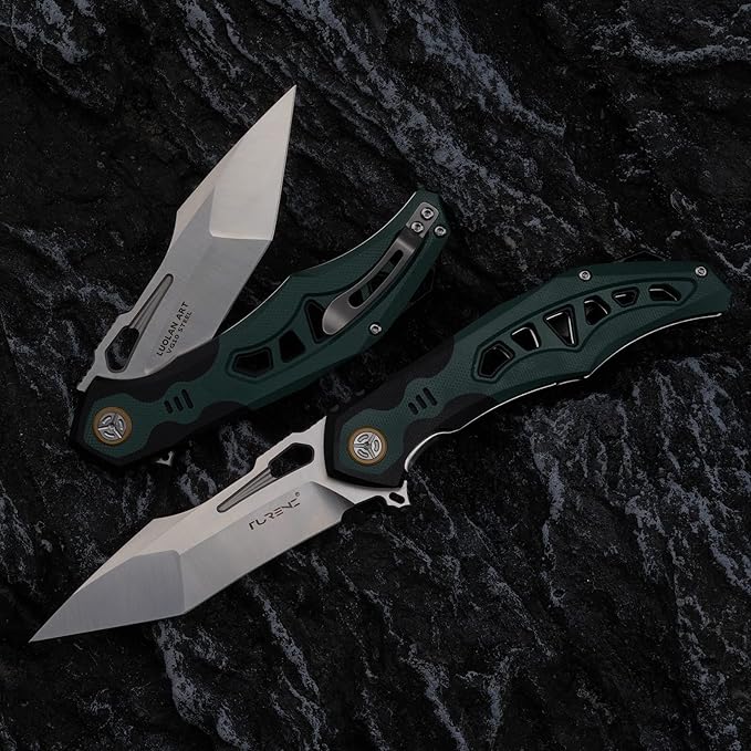 high hardness sharp folding pocket knife, 3.7in vg10 steel blade, inlaid G10 handle, lining lock, titanium clip, EDC flipper utility knife, used for hunting, camping, hiking and fishing