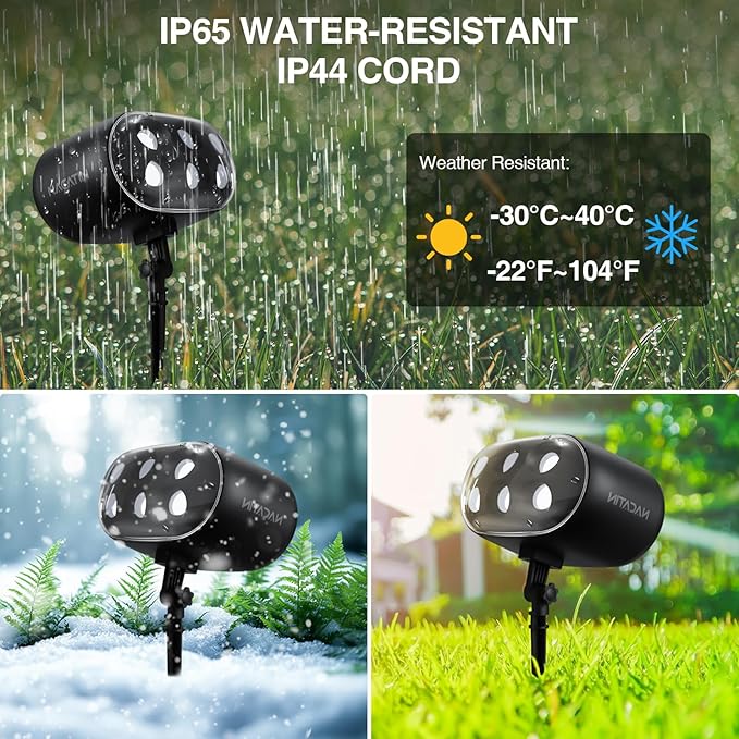 NACATIN Snowfall LED Projector Lights - 2025 Upgrade Christmas Snowflake Projector Lights Outdoor, Christmas Snow Light,Snow Falling Projector Lamp Dynamic Snow Effect for Xmas, Halloween, Party