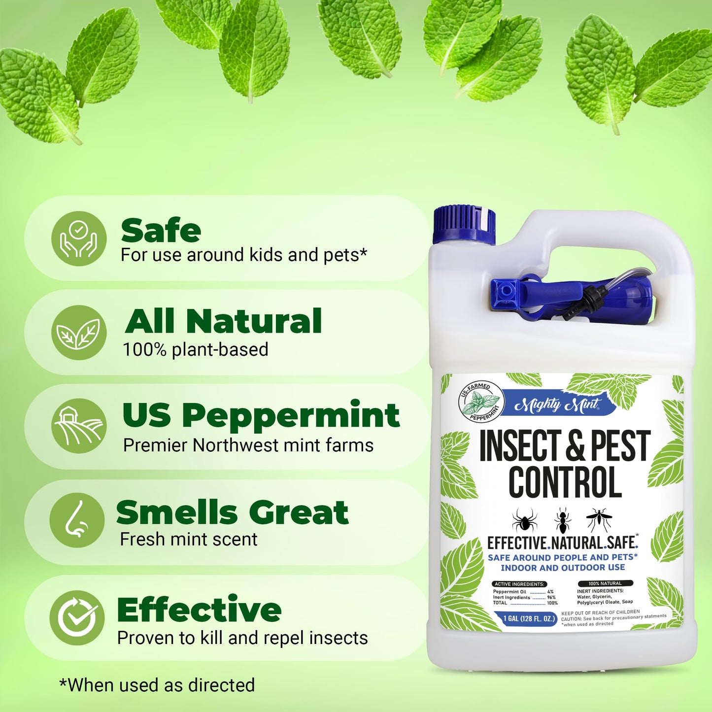 Mighty Mint Peppermint Oil Insect Repellent Spray, 1 Gallon (128 oz)