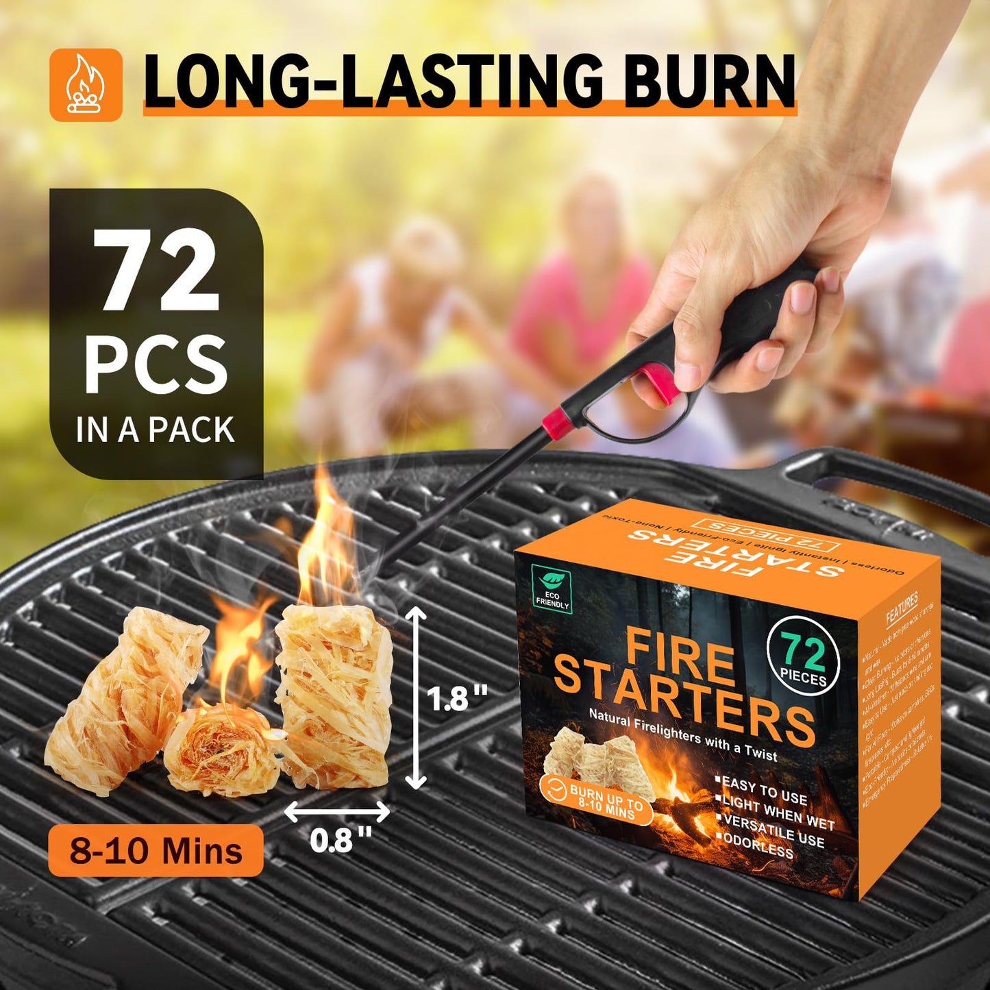 Realcook Natural Fire Starter for Campfires: All Weather Firestarters