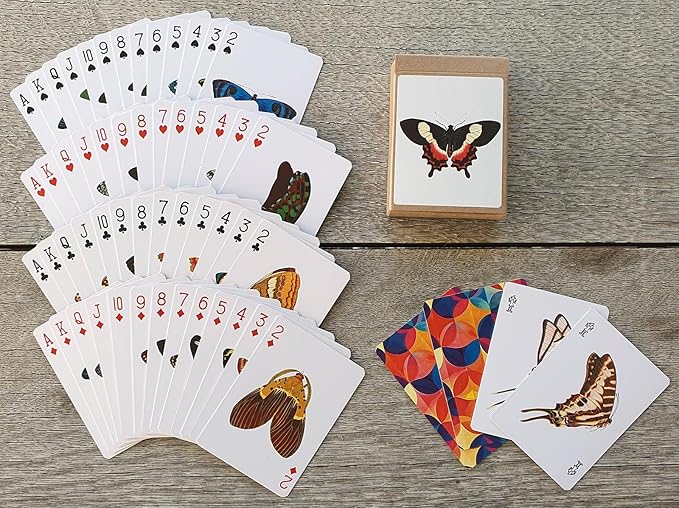 BEAUTIFUL BUTTERFLY Playing Cards (Poker Deck 54 Cards All Different) Colorful Butterflies Moths Nature Art Entomology-Inspired Vintage Designs Ideal for Collectors Gardeners and Insect Enthusiasts