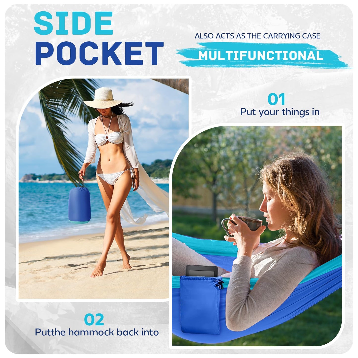 Camping Hammock Lightweight, Portable Hammocks Parachute Hammock with Two Tree Straps, Single or