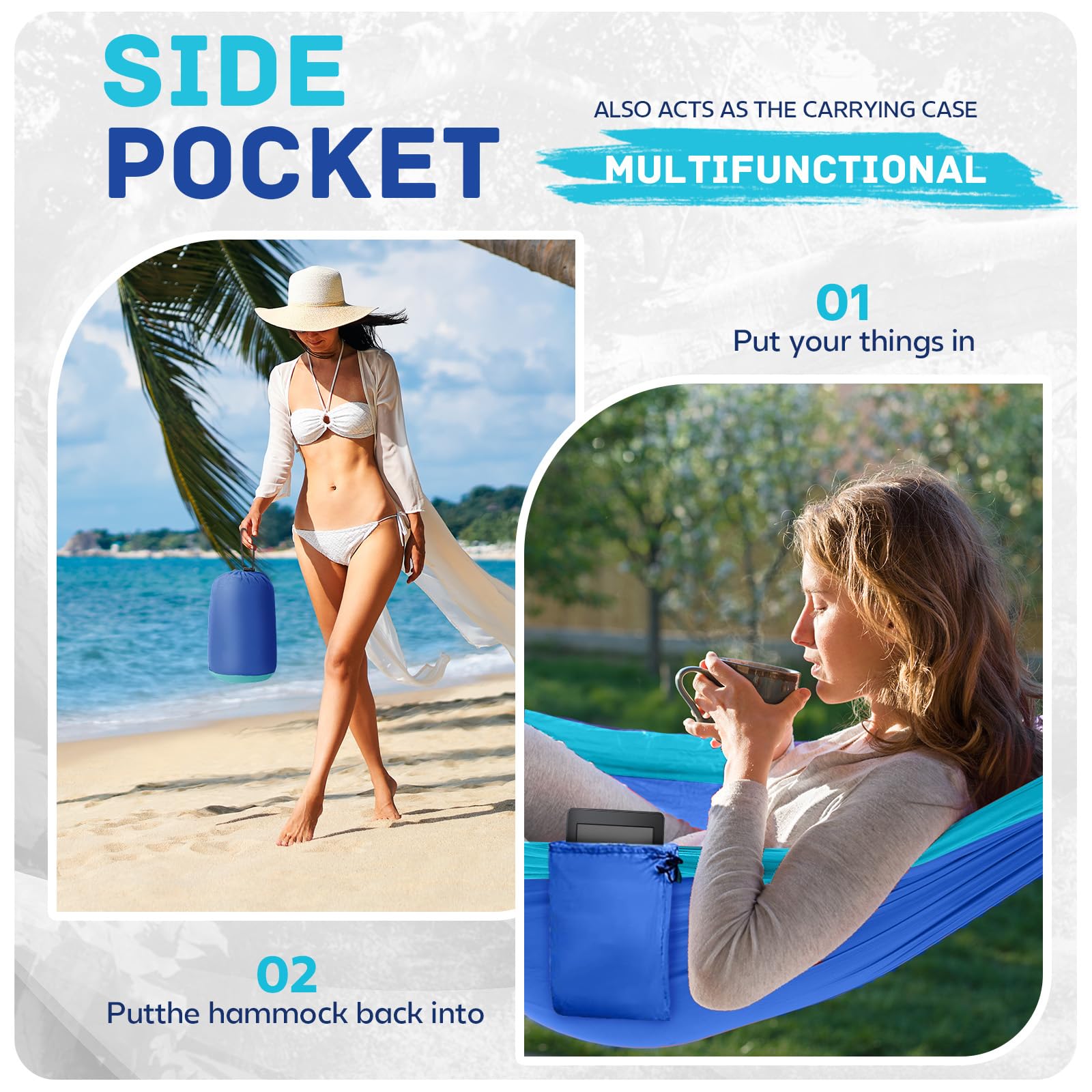 Camping Hammock Lightweight, Portable Hammocks Parachute Hammock with Two Tree Straps, Single or