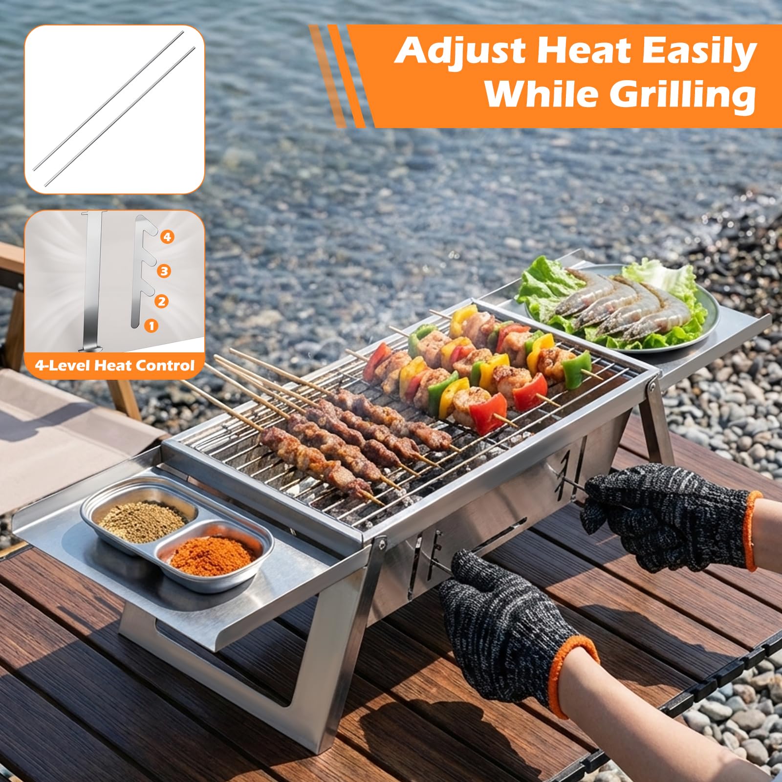 Small Portable Folding Charcoal BBQ Grill for Camping Picnic Garden Terrace