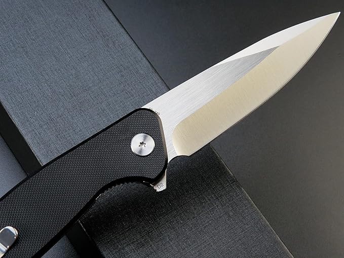 Eafengrow EF240 Folding Knife D2 Steel Blade G10 Handle EDC Tool Pocket Knives for Outdoor Working Camping (black)