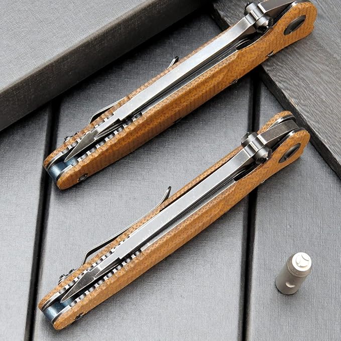 Eafengrow EF55 Pocket Knife Folding Knife G10 Handle D2 Steel Blade Folder EDC Tool Knifes for Working Camping with Clip(Brown)