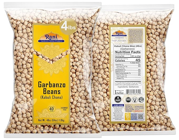 Rani Garbanzo Beans (Kabuli Chana) 64oz (4lbs) 1.81kg Bulk ~ All Natural | Vegan | Gluten Friendly | NON-GMO | Kosher | Indian Origin