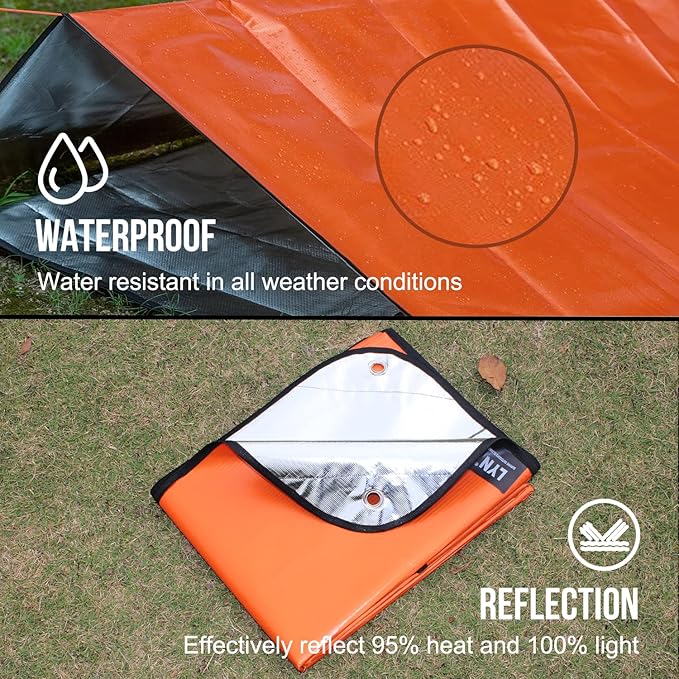 LYN Heavy Duty Emergency Blanket Survival Gear Waterproof Insulated Blanket Emergency Tarp for Camping, Hiking, Bushcraft