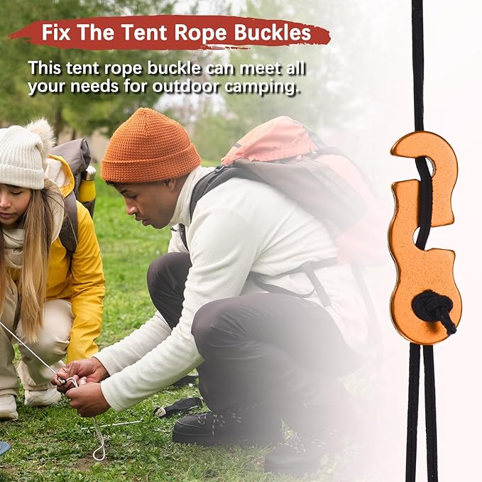 Rope Tensioner Aluminum Alloy [30PCS] - Guyline Cord Adjusters Use for Camping & Hiking & Picnic & Outdoor Activities- [Gold-1.7IN] Tent Rope Adjuster
