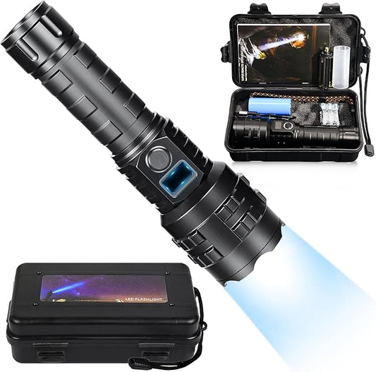 Flashlights High Lumens Rechargeable, 1000000 Lumens Hight Lumens Super Bright Handheld LED Flash Light,Powerful Emergency Linternas, Waterproof, Long Lasting, for Hiking Camping Gift