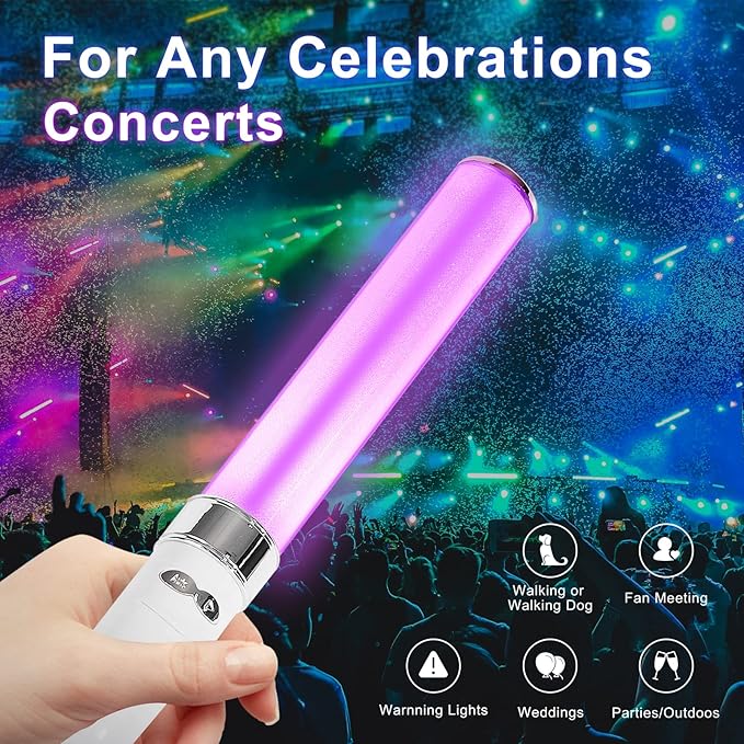 18 Colors Changing Glow Sticks, LED Light Stick Party Supplies, Resuable 2 Modes Flashing Light Glowsticks, Glow in Dark Party Supplies for Concert, Brithday,Raves , Parking Guides 15 years+ old