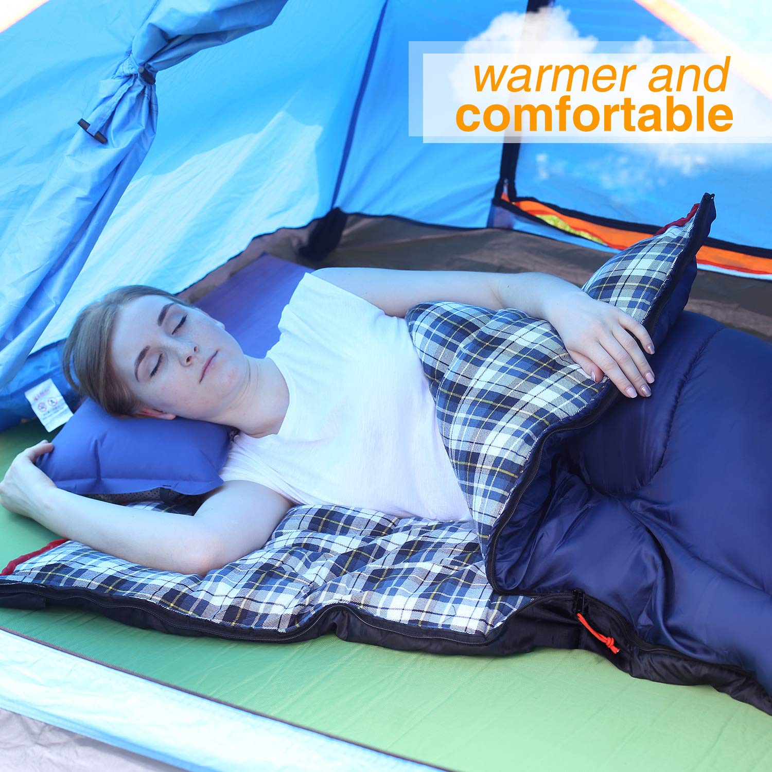 REDCAMP Outdoors Cotton Flannel Sleeping bag for Camping Hiking Climbing Backpacking, 3-season Trip