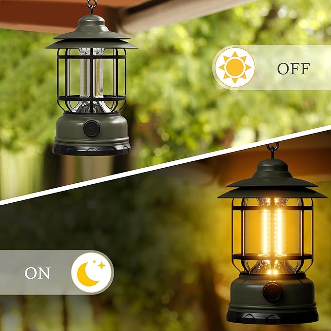 Portable LED Camping Lanterns,1500LM Step-less Dimming, Lightweight Retro Battery Powered USB Rechargeable Tent Lights,Survival Kits Flashlight for Power Outage Emergency Hiking Hurricane 3 Pack Green