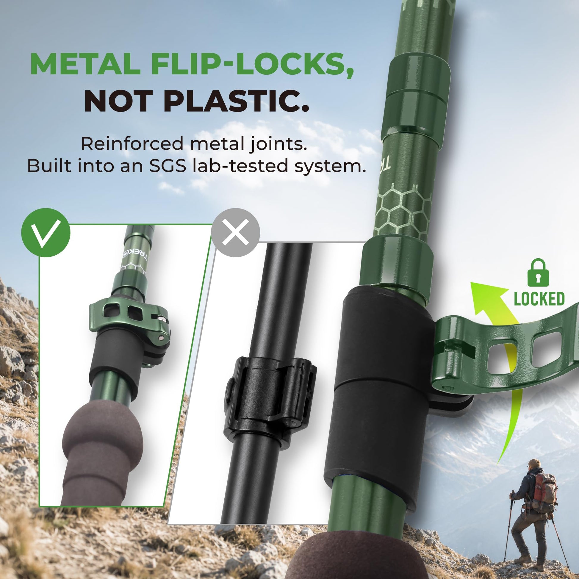 Trekology Trek-Z Collapsible Hiking & Trekking Poles - Balance Support for Seniors, Women, and Men