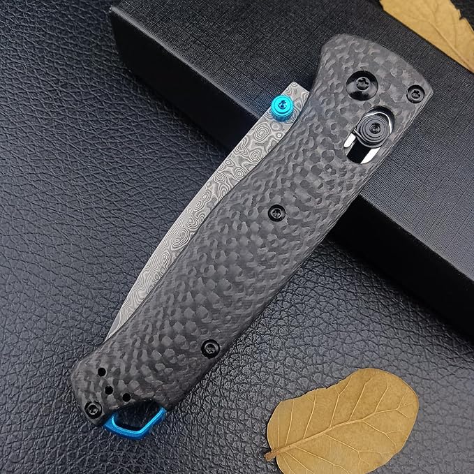 Folding Pocket Knife,3.15" Damascus Steel Knife, Black Carbon Fiber Handle with Pocket Clip for EDC. (Damascus)