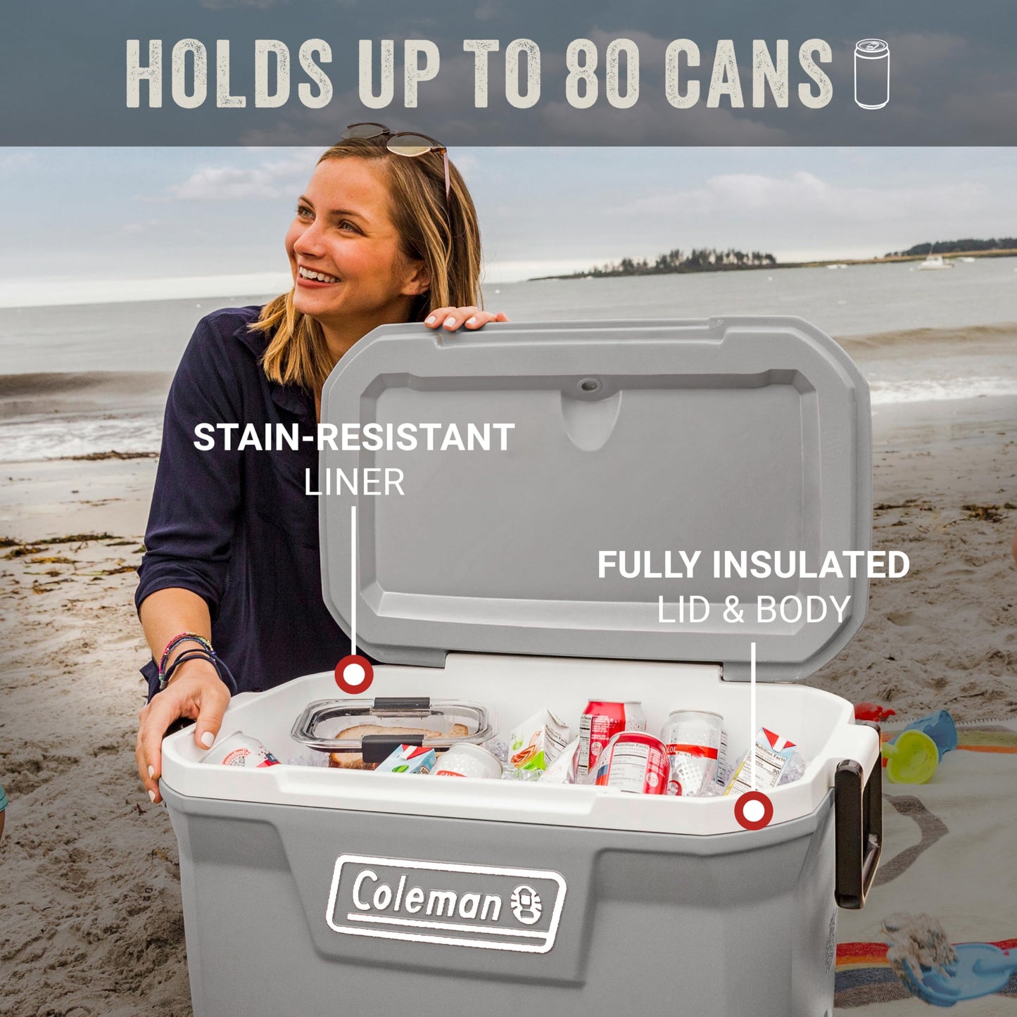 Coleman Classic Series Insulated Portable Cooler, Leak-Resistant Outdoor Hard Cooler Keeps Ice up