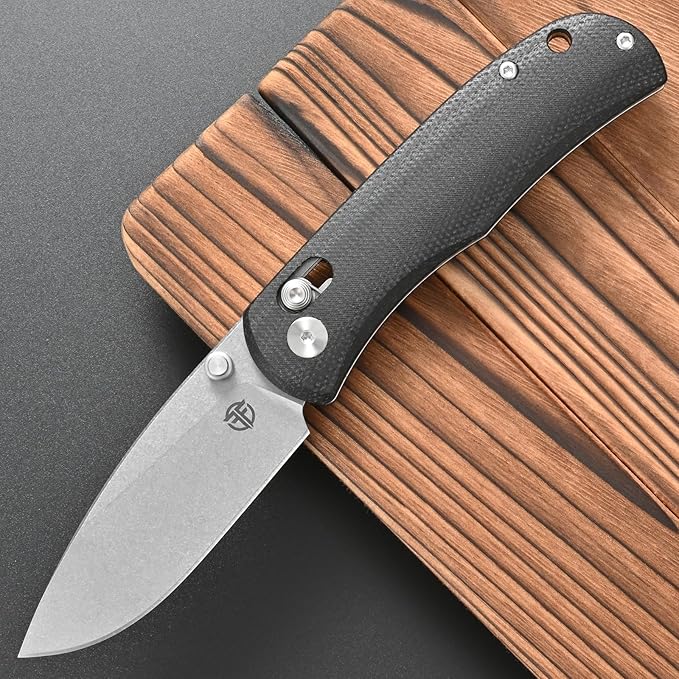 FF22 Folding Pocket Knife,VG10 Steel Blade Micarita Handle Full Tang Knife for Outdoor Activities Camping Hunting Fishing(Black)