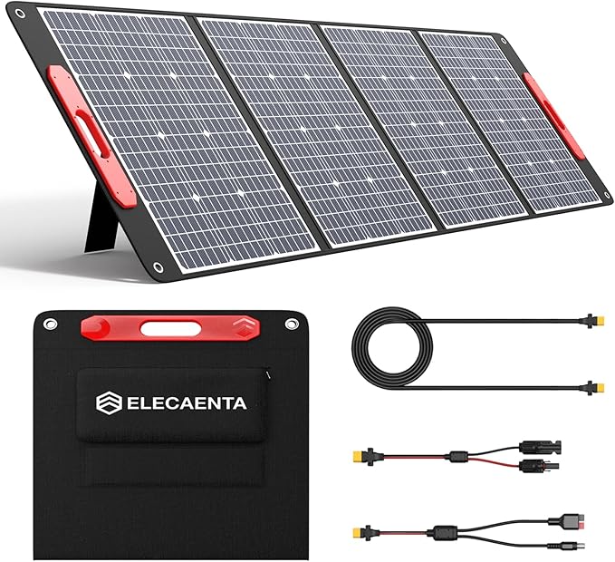 ELECAENTA 300W Solar Panel, 25% High Efficiency (Upgraded Version), Ultra Lightweight, Flexible and Foldable ETFE Portable Solar Charger for Power Station Generator Outdoors RV Camping Off Grid