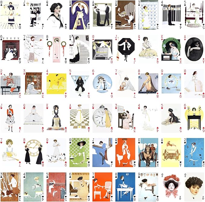 Art Deco Lady Playing Cards (Poker Deck 54 Cards All Different) Art Deco Lady Portrait by Coles Phillips Vintage Posters