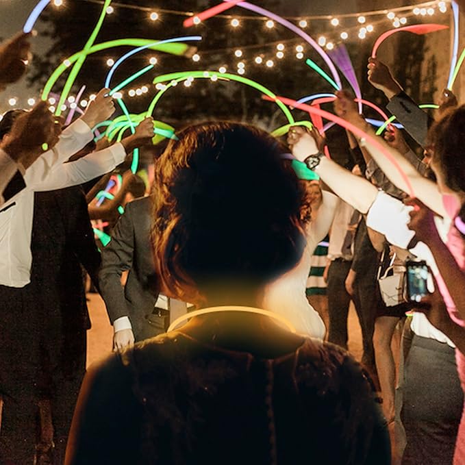 Glow Fever Glow Sticks Bulk 100ct 22'' Glow Necklaces with Connectors, Neon Light Sticks for Party Festivals Raves Concert Birthday Wedding, Aqua
