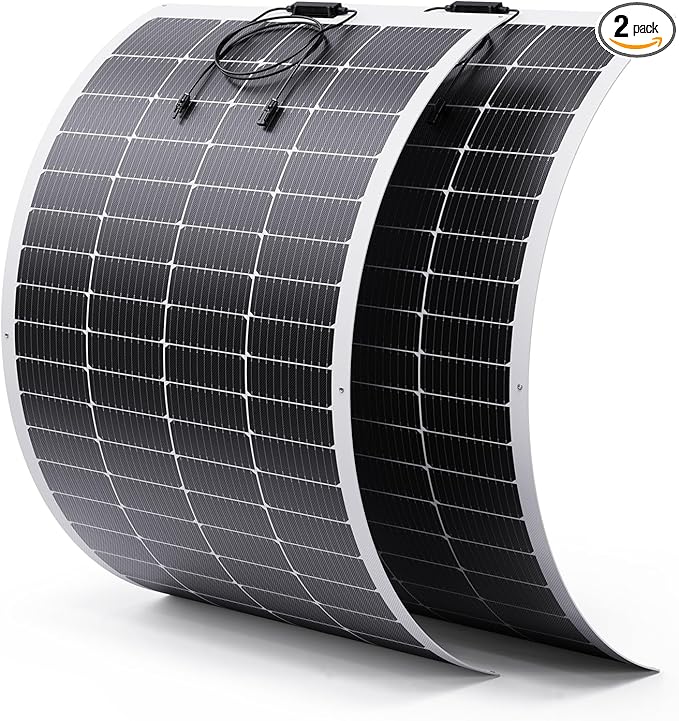 400W Flexible Solar Panel, 2PCS 200 Watt 12V/24V Solar Panel Kit, Callsun 23% High Efficiency 182 PERC IP68 Waterproof ETFE Solar Panels for Off-Grid RV Living Camping Campervans Boat (White)