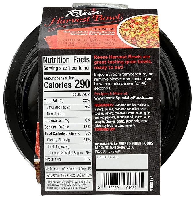 Reese Quinoa Harvest Bowl | Red Beans, Corn & Tomatoes | High in Fiber & Protein (Pack of 8)