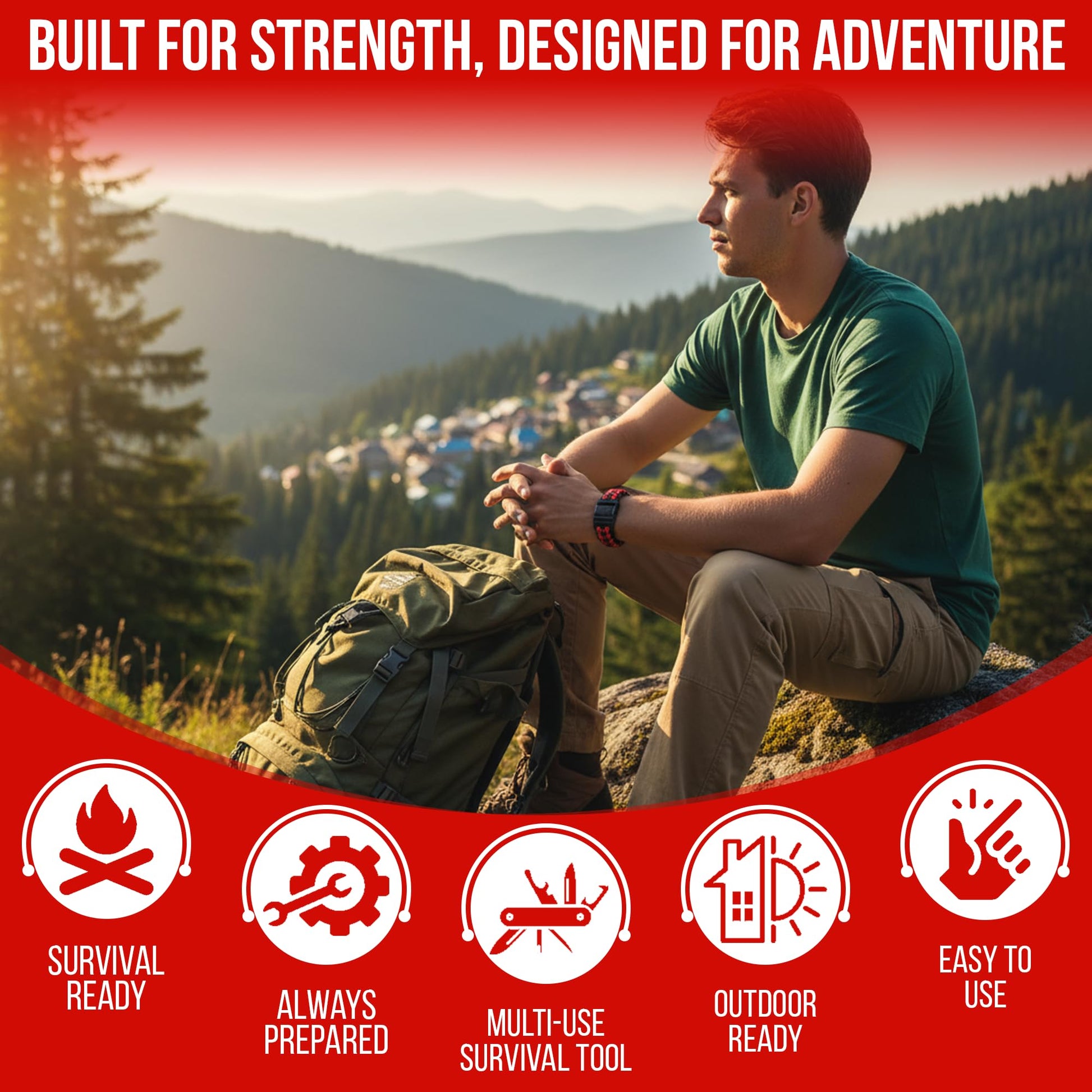Iconikal 12-Pack Paracord Survival Bracelets Quick-Release Clip
