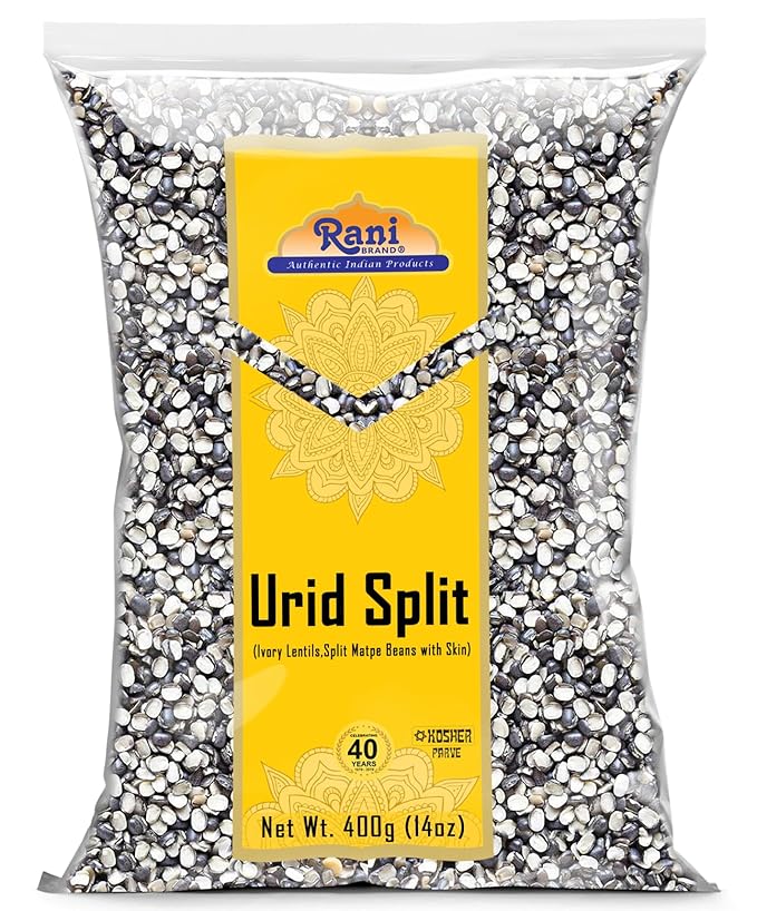 Rani Urid/Urad Split Chilka (Split Matpe Beans with Skin) Indian Lentils 14oz (400g) ~ All Natural | Gluten Friendly | Non-GMO | Kosher | Vegan | Indian Origin