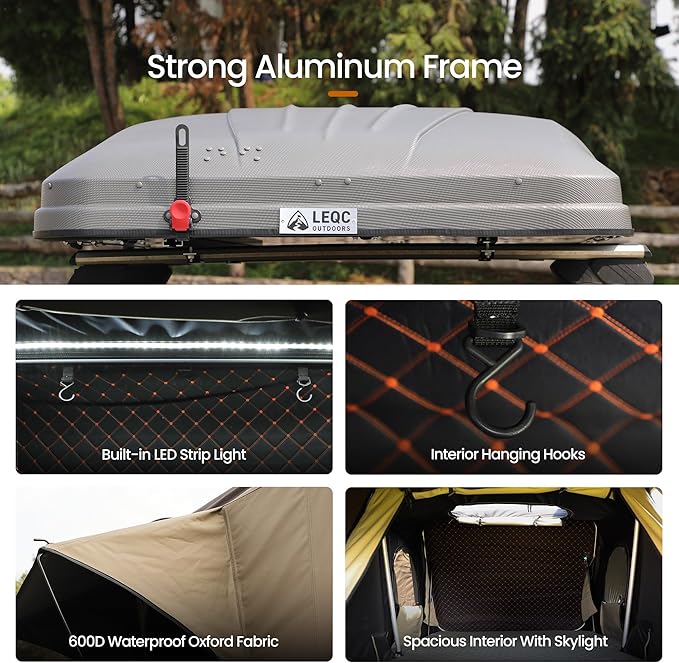 Rooftop Tent Hard Shell – Waterproof Car Tents with Modular Annex Room, Skylight & Rear Awning, Easy Up Roof with Ladder, 2–3 Person Tents for Overlanding & Car Camping