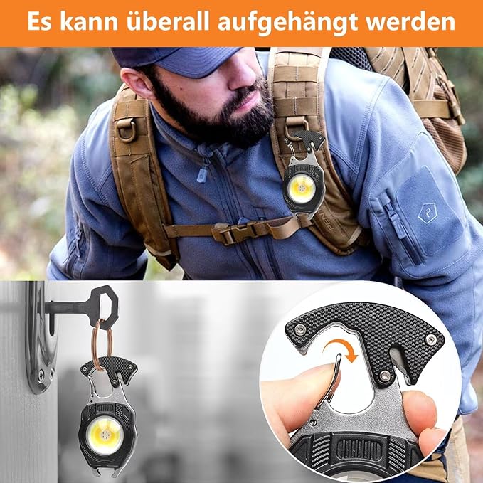 MAKDAK Keychain Flashlight Rechargeable Cob Keychain Work Light 7 Modes 1600Lumen High Lumen Flashlights for Emergencies,EDC (Black)