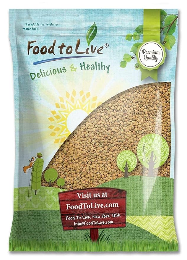 Food to Live - Whole Green Lentils, 15 Pound Dried Raw Lentils, Sproutable, Kosher, Vegan. Rich in Dietary Fiber, and Protein. No Soaking Required.