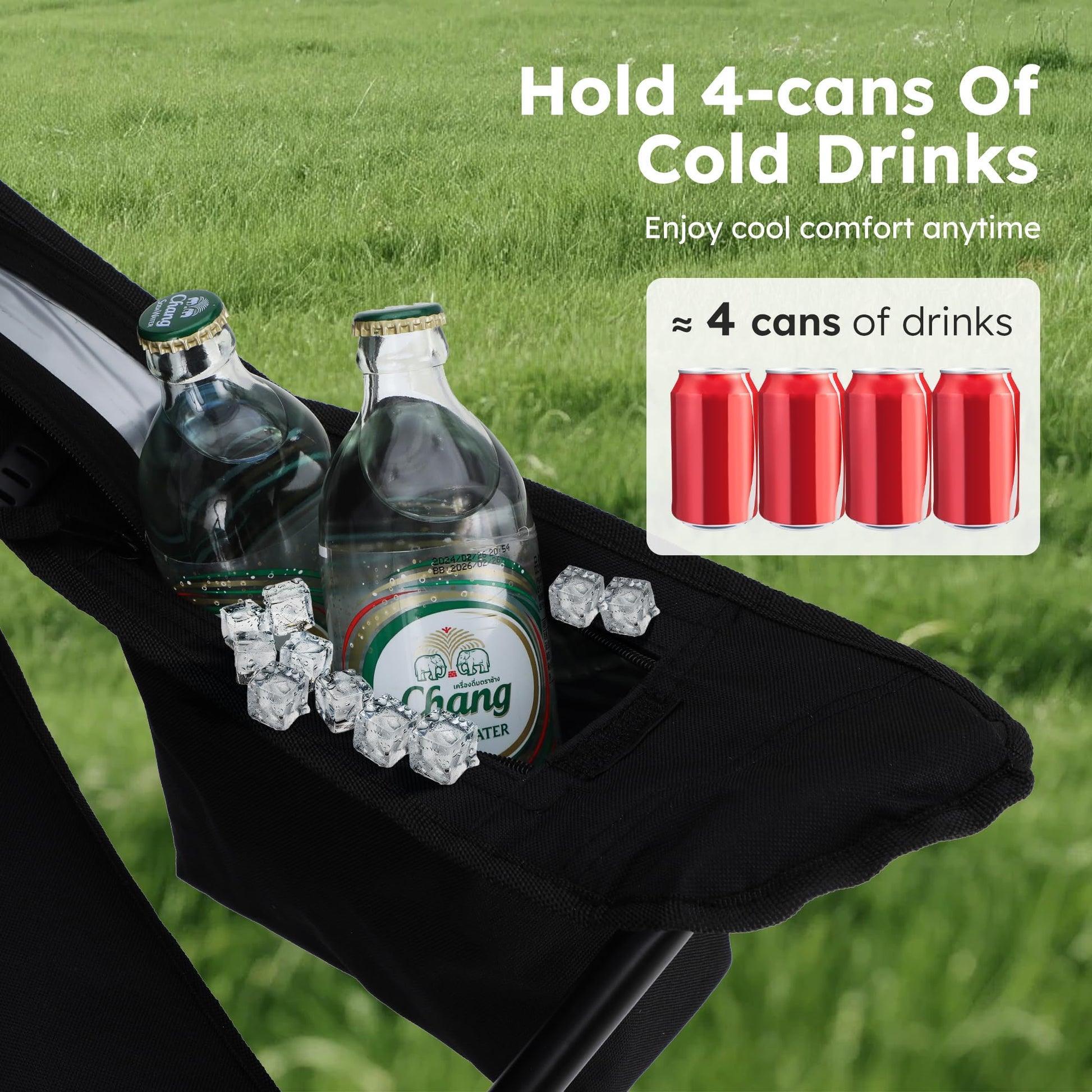 ALPHA CAMP 2-Pack Folding Camping Chair with Cooler Bag & Lumbar Support