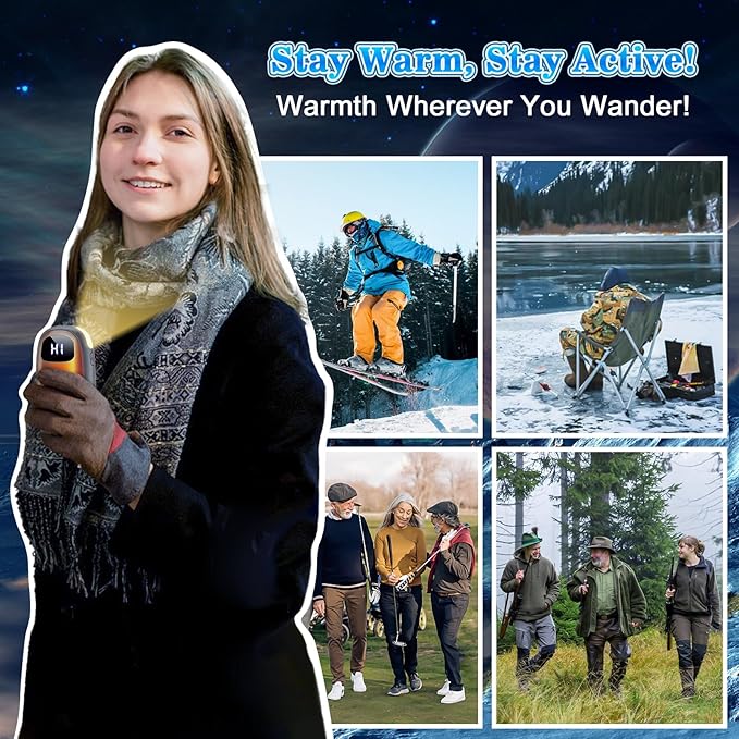 Hand Warmers Rechargeable 2 Pack, Electric Dual-Sided Heating with LED Display & Flashlight, Max 127?? 13Hrs Long Lasting Pocket Heater for Raynauds, Golf, Hunting Essentials, Gifts for Men Women