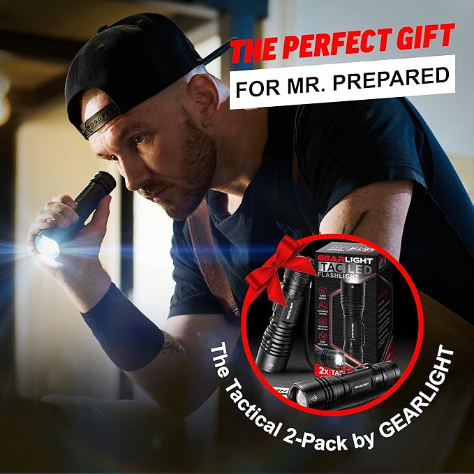 GearLight LED Tactical Flashlights High Lumens - Mini Flashlights for EDC Carry - Compact Powerful Emergency Flashlight Made from Military-Grade Aluminum - Drop Resistant and Water Resistant