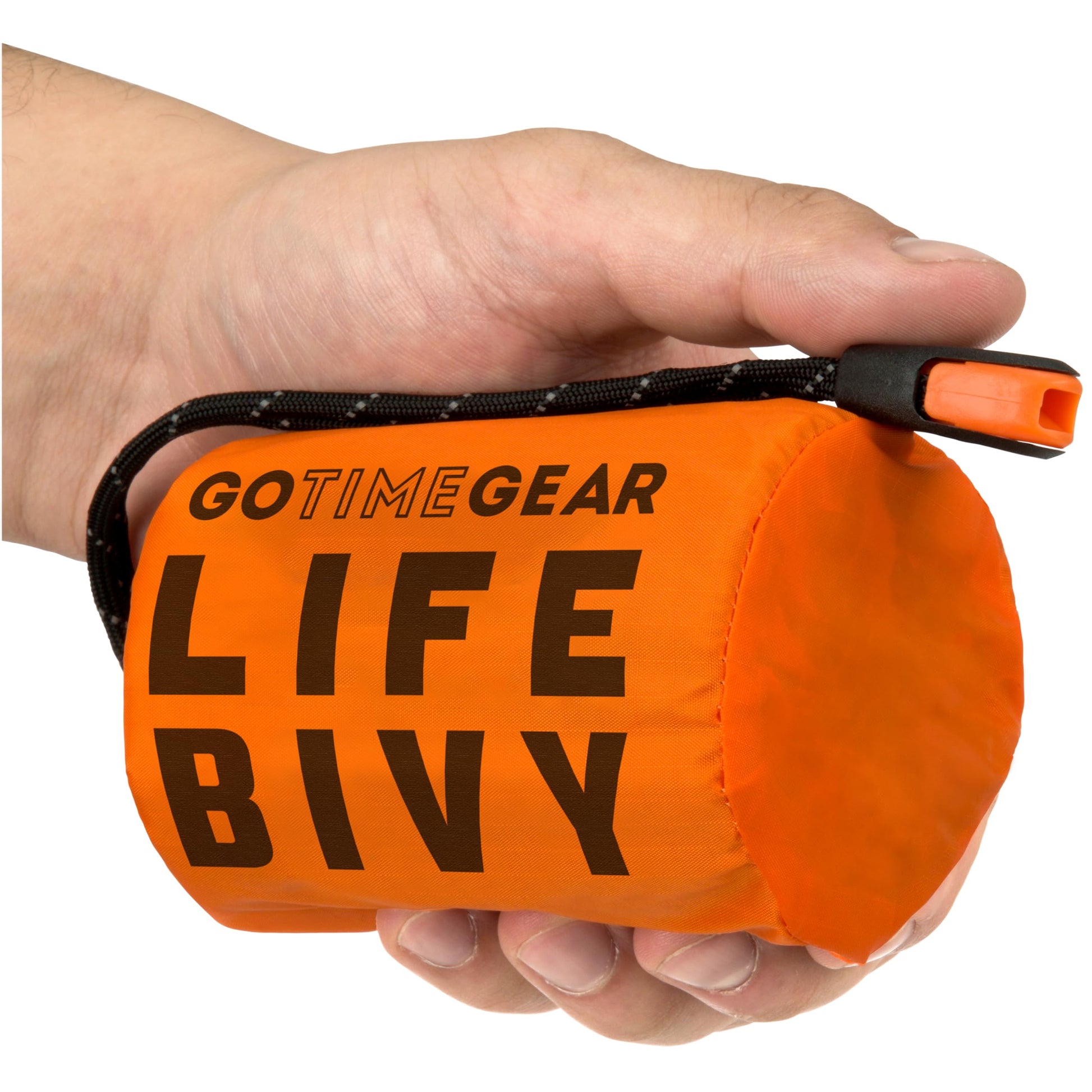 Go Time Gear Lightweight Bivy Sack - Emergency Bivy with 120 dB Whistle & Paracord - Thermal