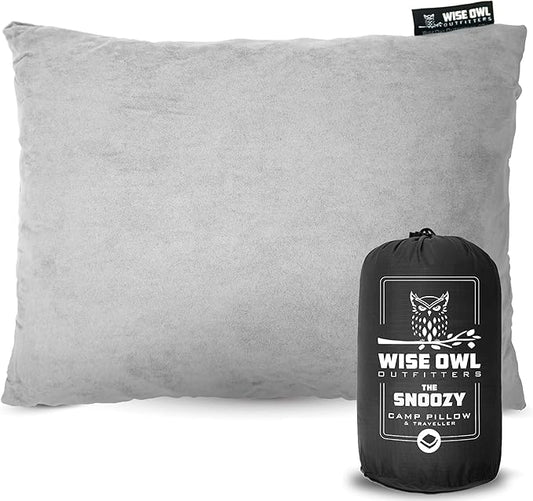 Wise Owl Outfitters Camping Pillow - Camping Essentials and Travel Pillow for Airplanes, Camping, and Travel - Memory Foam Washable Pillow - Small/Medium