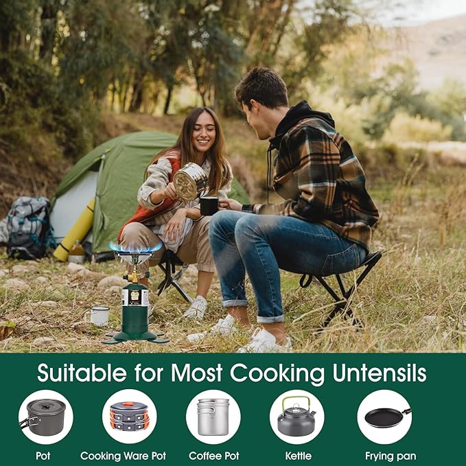 KOMAN Camping Propane Stove,Portable Camping Stove, Backpacking Stove Propane Camping Stove,10000BTU Single Burner Propane Stove for Outdoor Cooking,Fuel by 16 Oz Propane Cylinder (Fuel not Included)