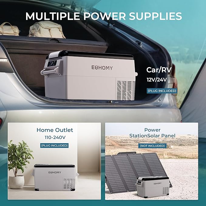 EUHOMY 12 Volt Refrigerator, 38QT(35L) Electric Cooler, 12V Fridge APP Control, 12V Cooler -4℉~68℉, Portable Freezer 12/24V DC 100-240V AC for Camping, Travel, Truck, Home