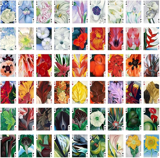 Awesome Flowers Playing Cards (Poker Deck 54 Cards All Different) Vintage Flowers Painting Art by Georgia O Keeffe Posters and Cards Wildflowers