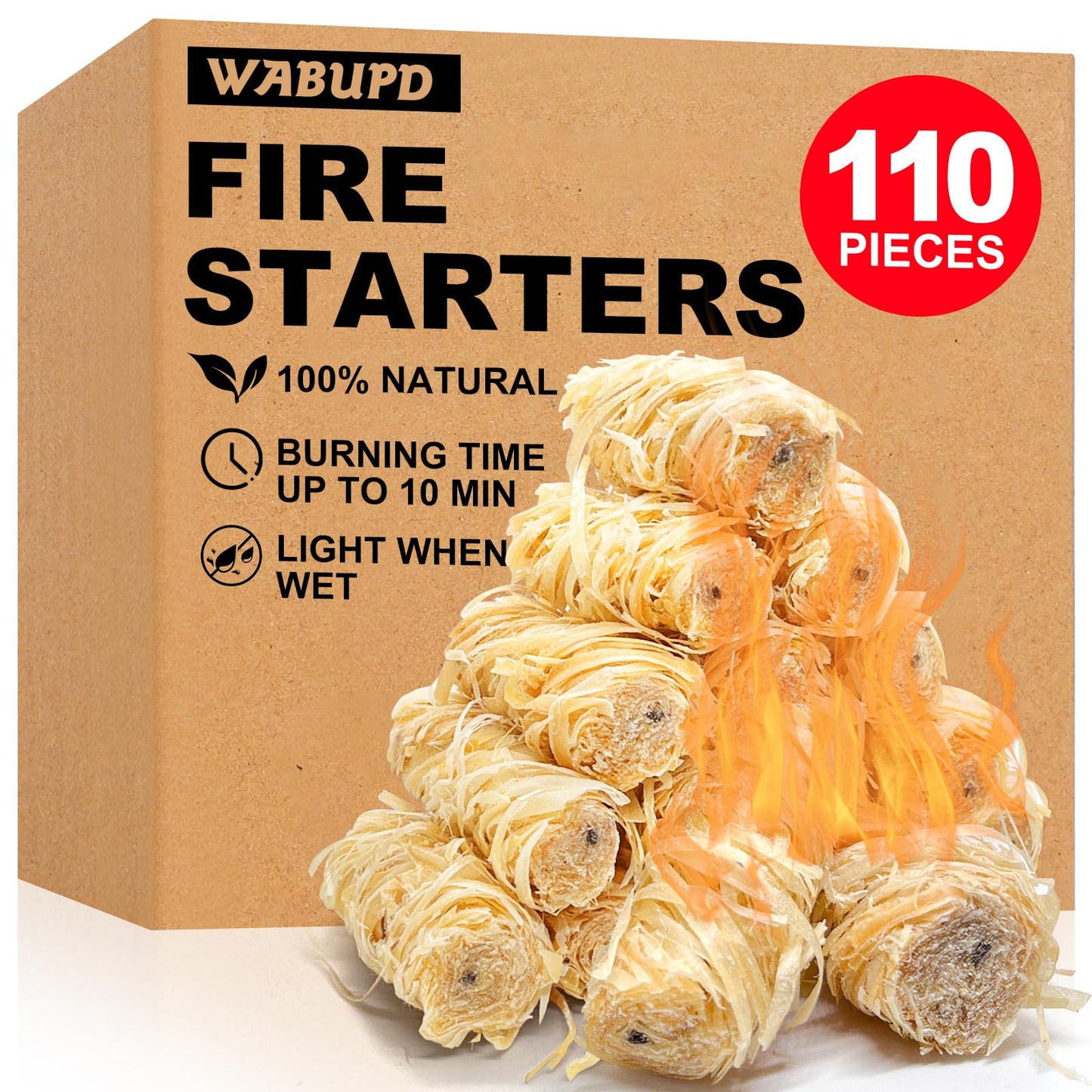 WABUPD 110 PCS Fire Starter, Fire Starter for Campfire, Light Compact Gear
