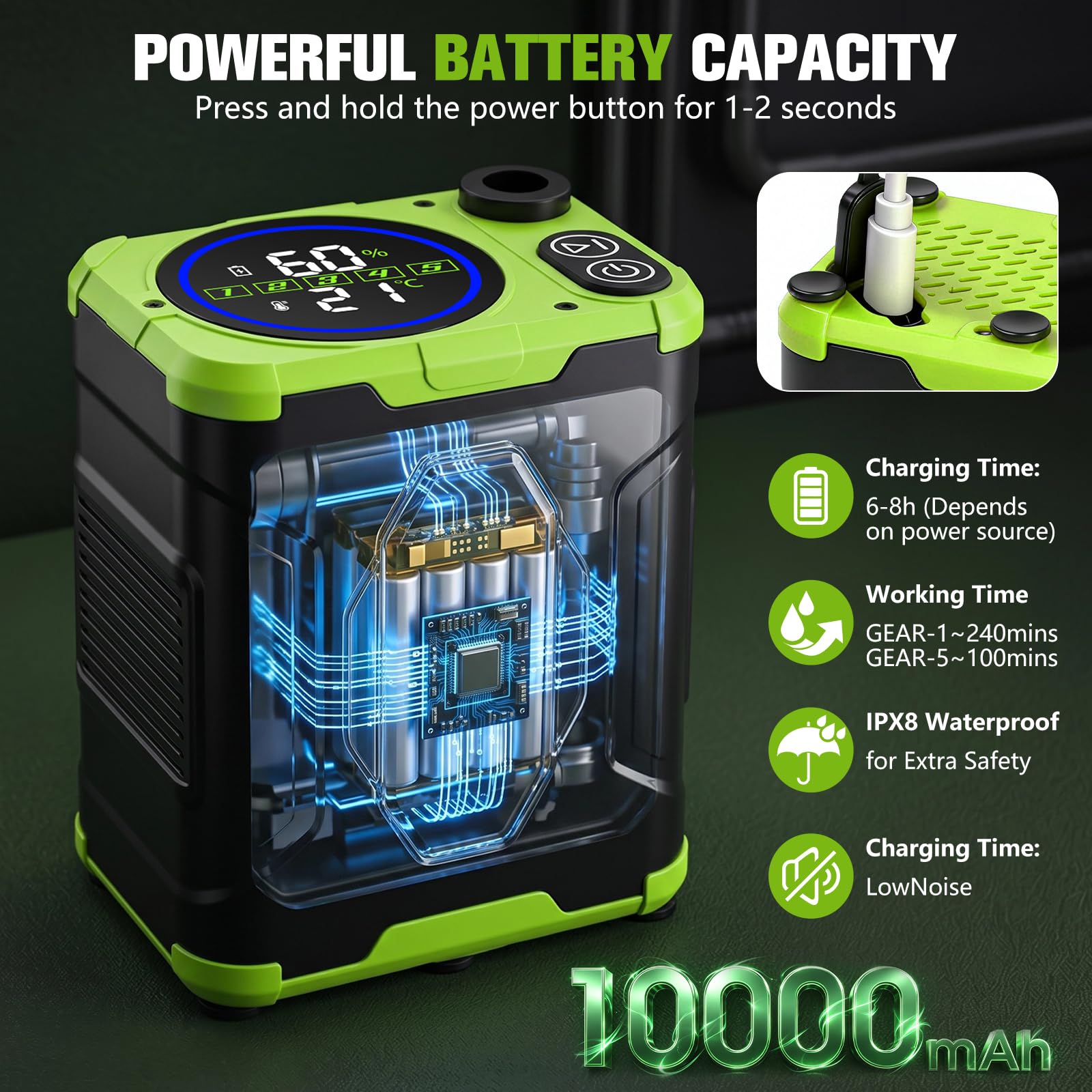 2026 Portable Shower For Camping With Waterproof Dry Bag,10000mAh Rechargeable Portable Camping