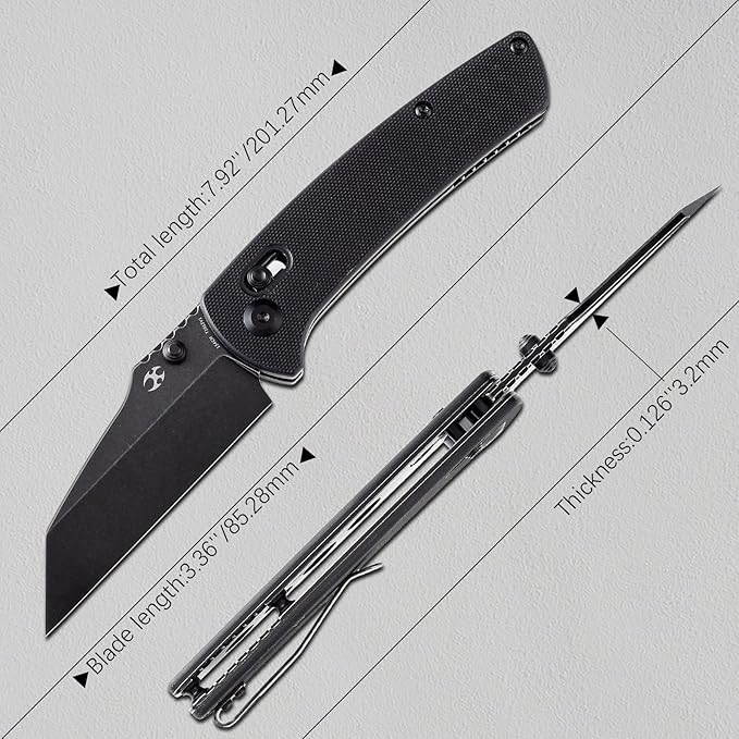 KANSEPT Main Street Pocket Folding Knife, 3.36''Black Ticn Coated 154cm Sharp Steel Blade, G10 Handle with Axis Lock and Thumb Stud, Perfect Clip for Camping Hiking Fishing Gift Everyday Carry T1015v1