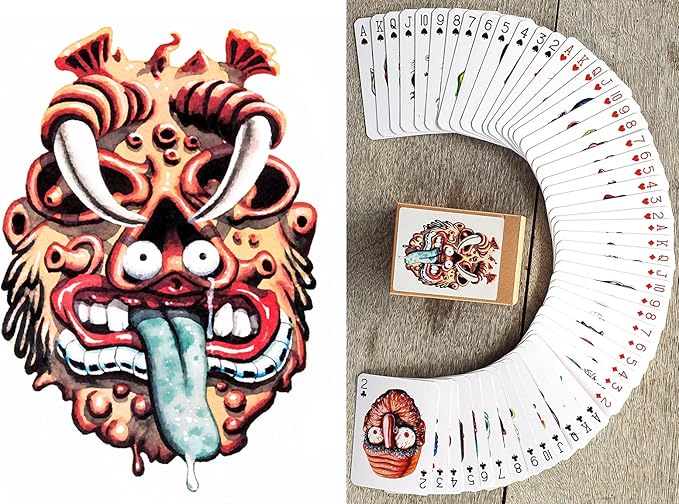 Ugly Monsters Playing Cards (Poker Deck 54 Cards All Different) Vintage Scary Ugly Monsters Cartoons Halloween