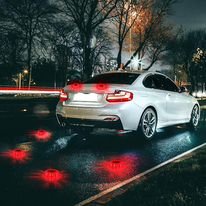 Tallew 16 Pack LED Road Emergency Roadside Lights Flashing Safety Warning Kit Beacon Magnet Hook Vehicle Boat Truck Disc Magnetic Flash Cars Security Driveway Automotive Strobe
